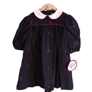 Funtasia! too... Navy with Red Roses and White Scallop Collar Dress, Size 2T